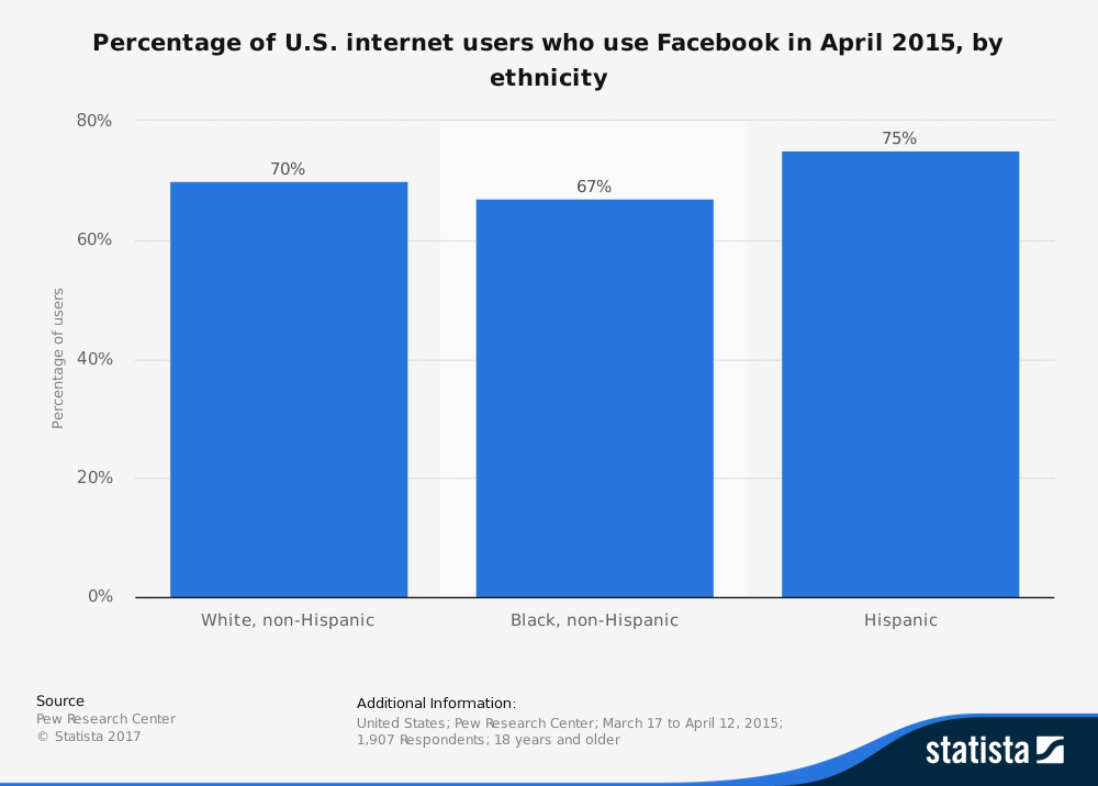 Chart showing ethnicity of Facebook users